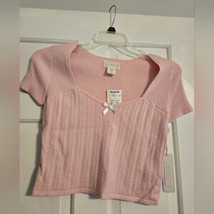Pink Ribbed Knit Top